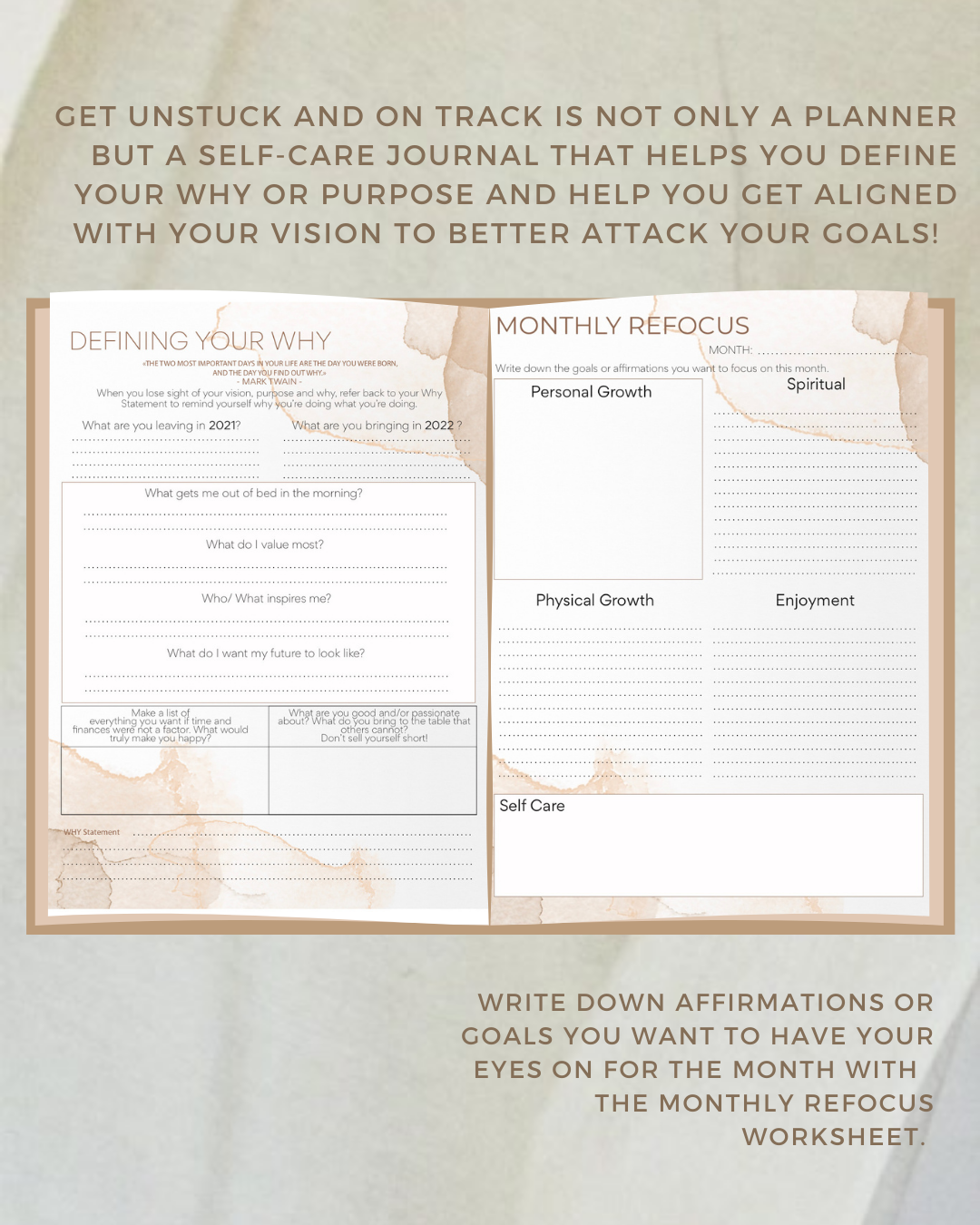 Get Unstuck & Get On Track Self-Care Journal & Planner (4 Week)