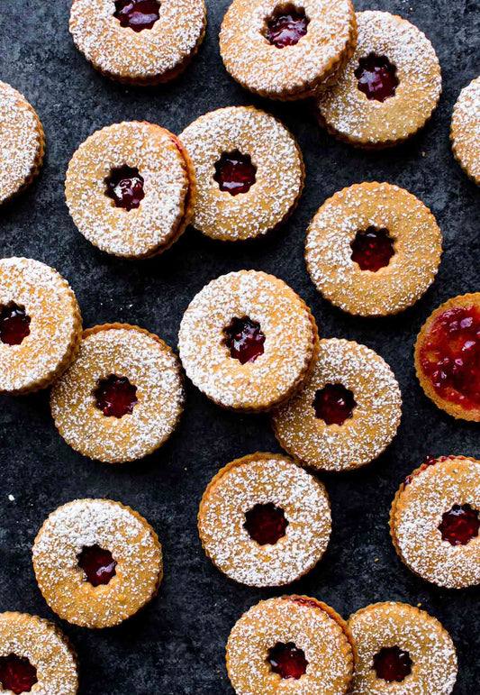 Pistachio Raspberry Linzer Cookies