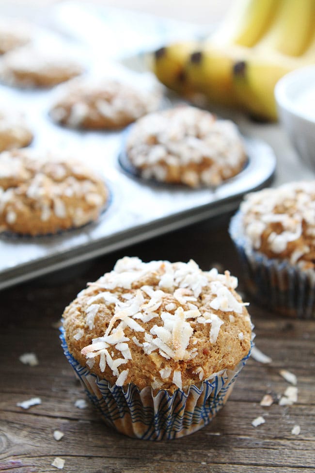 The BEST Banana Coconut Crunch Muffins